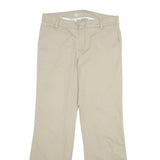 DICKIES Womens Relaxed Beige Cotton Blend Zip Trousers W32 L33 Casual Workwear