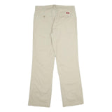 DICKIES Womens Relaxed Beige Cotton Blend Zip Trousers W32 L33 Casual Workwear