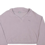 PUMA Womens Lilac Plain Cotton Pullover Crew Neck Jumper M Casual Cropped