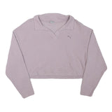 PUMA Womens Lilac Plain Cotton Pullover Crew Neck Jumper M Casual Cropped