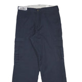 DICKIES Mens Cotton Blend Navy Regular Straight Cargo Trousers W30 L29 Workwear