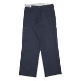 DICKIES Mens Cotton Blend Navy Regular Straight Cargo Trousers W30 L29 Workwear