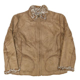COLDWATER CREEK Womens Beige Faux Shearling Jacket S Polyester Blend Zip Casual