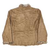 COLDWATER CREEK Womens Beige Faux Shearling Jacket S Polyester Blend Zip Casual