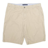 TOMMY HILFIGER Mens Beige Casual Shorts L W36 Classic Cotton Button Plain