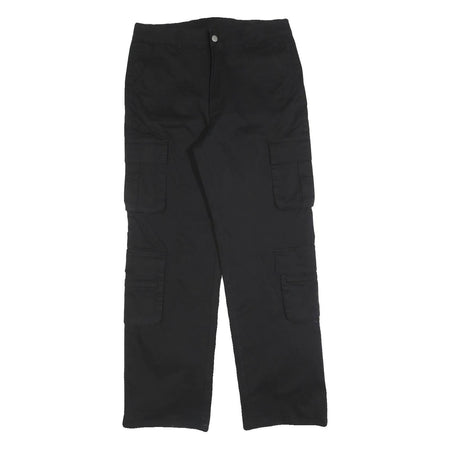 NVFELIX Womens Cotton Blend Black Cargo Regular Trousers W32 L32 Utility Pockets