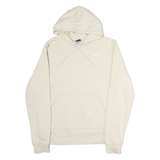 REEBOK Mens Cream Hoodie M Cotton Pullover Drawstring Hood Sweatshirt