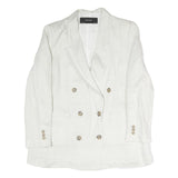 ZARA Womens White Double Breasted Jacket M Polyester Blend Button Closure