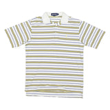 POLO RALPH LAUREN Mens White & Yellow Striped Short Sleeve Polo Shirt L Cotton