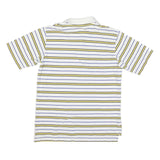 POLO RALPH LAUREN Mens White & Yellow Striped Short Sleeve Polo Shirt L Cotton