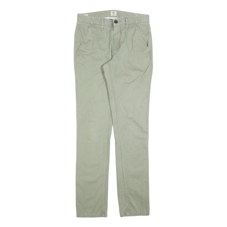 TIMBERLAND Mens Cotton Blend Slim Straight Trousers Sage Green W30 L32 Casual