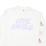 ADIDAS Womens White Love Unites Graphic T-Shirt S Long Sleeve Crew Neck