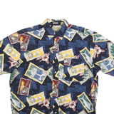 NATURAL ISSUE Mens Blue & Yellow Printed Cotton Blend Shirt M Casual Vacation