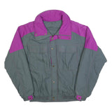 Mens Grey & Purple Classic Jacket L Polyester Blend Plain Zip Long Sleeve