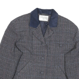 INTERNATIONAL SCENE Womens Grey Check Wool Button Jacket L Tailored Classic