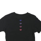 ADIDAS Womens Black Multi-Logo Modern T-Shirt UK 4 Short Sleeve Crew Neck