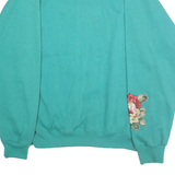 TULTEX Womens Turquoise Blue Cotton Blend Crew Neck XL Floral Sweatshirt