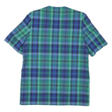 Womens Blue & Green Checked Coach Jacket L Polyester Blend Woven Short Sleeve