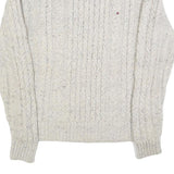 TOMMY HILFIGER Mens Cream Cable Knit Crew Neck Wool Blend Jumper S Classic