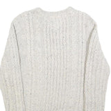 TOMMY HILFIGER Mens Cream Cable Knit Crew Neck Wool Blend Jumper S Classic