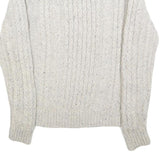 TOMMY HILFIGER Mens Cream Cable Knit Crew Neck Wool Blend Jumper S Classic