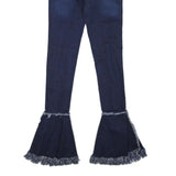 KIM Womens Jeans Blue Regular Flared Denim Medium W26 L35 Distressed Fringed