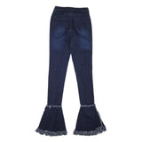 KIM Womens Jeans Blue Regular Flared Denim Medium W26 L35 Distressed Fringed