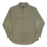 WOOLRICH Mens Green Plain Shirt L Cotton Blend Casual Button Down Long Sleeve