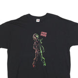 FRUIT OF THE LOOM Mens Black Graphic T-Shirt 2XL Short Sleeve Crew Neck Linking