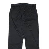 Mens Black Cotton Blend Regular Fit Straight Leg Trousers W32 L30 Classic Zip