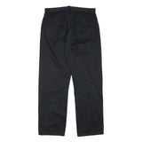 Mens Black Cotton Blend Regular Fit Straight Leg Trousers W32 L30 Classic Zip