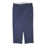 DICKIES Mens Navy Regular Fit Straight Leg Trousers W38 L28 Cotton Blend Zip