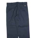 DICKIES Mens Navy Regular Fit Straight Leg Trousers W34 L30 Cotton Blend Zip