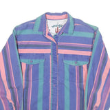 WRANGLER Womens Blue & Pink Striped Shirt M Cotton Blend Casual Long Sleeve