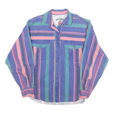 WRANGLER Womens Blue & Pink Striped Shirt M Cotton Blend Casual Long Sleeve