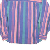 WRANGLER Womens Blue & Pink Striped Shirt M Cotton Blend Casual Long Sleeve