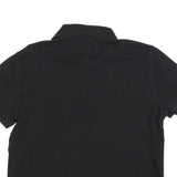 TOMMY HILFIGER Mens Black Polo Shirt M Cotton Blend Short Sleeve Plain Casual