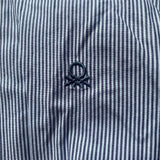Benetton Striped Shirt - Small Grey Cotton