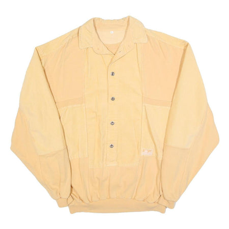 Mens Beige Cotton Blend Sweatshirt L Button Neck Casual Pullover Lightweight