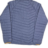 COLUMBIA Womens Blue Herringbone Puffer Jacket M Polyester Blend Hooded Zip