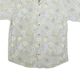 TOMMY BAHAMA Mens Beige & Blue Floral Print Shirt M Cotton Blend Relaxed Fit