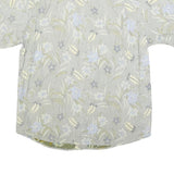 TOMMY BAHAMA Mens Beige & Blue Floral Print Shirt M Cotton Blend Relaxed Fit