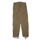 Womens Relaxed Fit Beige Cotton Blend Cargo Trousers W26 L29 Utility Style Zip