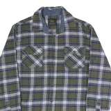 JACHS Mens Green & Blue Check Shirt M Cotton Blend Casual Long Sleeve Button