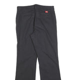 DICKIES Womens Cotton Blend Black Regular Fit Straight Leg Trousers W32 L32 Zip