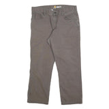 CARHARTT Mens Cotton Blend Brown Relaxed Straight Trousers W34 L25 Workwear