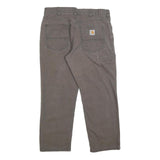 CARHARTT Mens Cotton Blend Brown Relaxed Straight Trousers W34 L25 Workwear