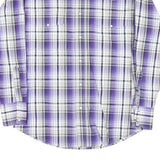 WRANGLER Mens Purple & White Check Shirt M Western Long Sleeve Button Fastening