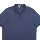 CALVIN KLEIN Mens Blue Short Sleeve Striped Polo Shirt XL Cotton Blend Casual