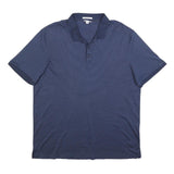 CALVIN KLEIN Mens Blue Short Sleeve Striped Polo Shirt XL Cotton Blend Casual